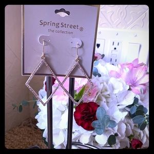 Diamond Shape drop earrings rhinestones